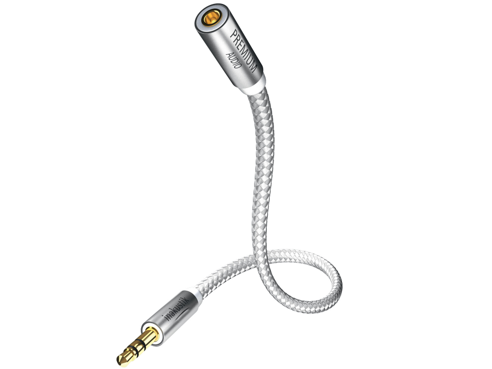 Кабель удлинитель INAKUSTIK Premium Extension Audio Cable, 3m, 3.5mm jack<>3.5mm jack(F)+6,3 jack adapter, 00410203