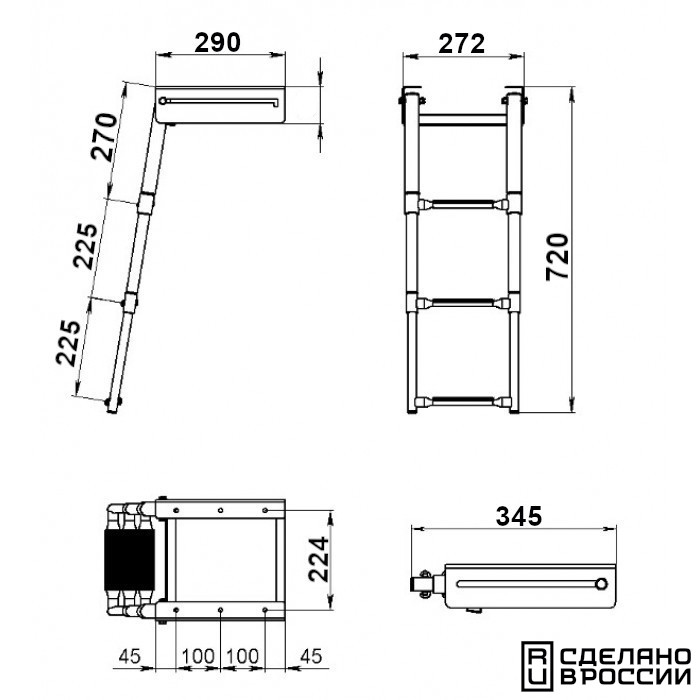 Купить трап телескопический выдвижной 3 черных ступени (ширина 272 мм.) aisi 316 041105bt по цене  Низкие цены. Большой выбор. Доставка по всей России. Интернет-магазин в Москве. Только положительные отзывы!