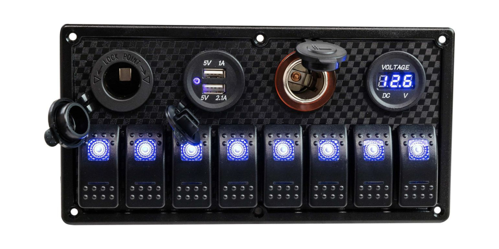 Купить панель бортового питания 8 переключателей, usb зарядка, розетка, вольтметр, прикуриватель по цене 6 994 р. Низкие цены. Большой выбор. Доставка по всей России. Интернет-магазин в Москве. Только положительные отзывы!