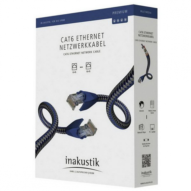 Кабель сетевой LAN INAKUSTIK Premium CAT6 Ethernet Cable, 2.0 m, SF-UTP, AWG 23, 00480302