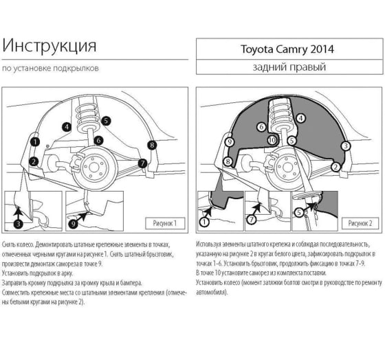 Подкрылок Toyota Camry 2015-2018 задний правый (45701002) Rival