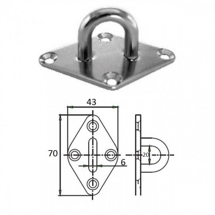 Купить планка ромб с проушиной 6 мм aisi 304 пластина с u-скобой cim 43*70 мм нержав. по цене 174 р. Низкие цены. Большой выбор. Доставка по всей России. Интернет-магазин в Москве. Только положительные отзывы!