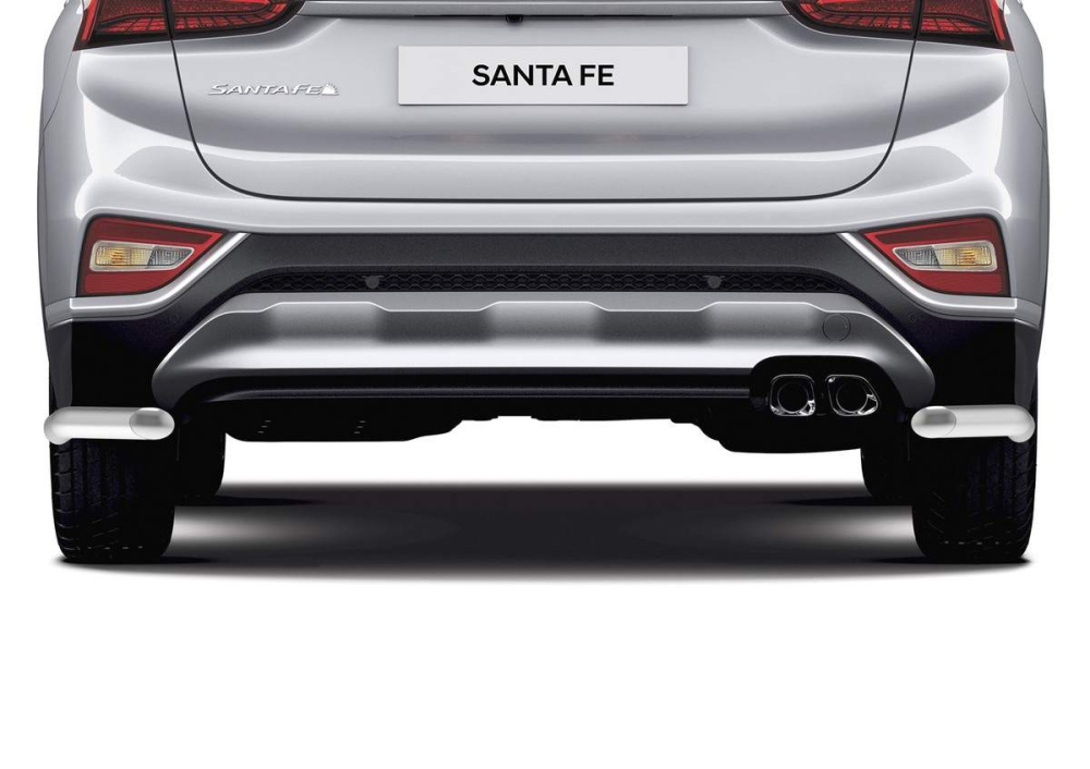 Защита заднего бампера d57 Уголки Hyundai SantaFe 2018-2021 (R.2312.004) Rival