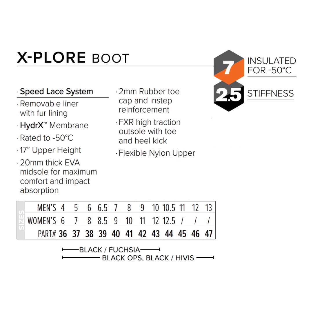 Ботинки FXR X-Plore с утеплителем Black Ops, 6.5/8.5/39