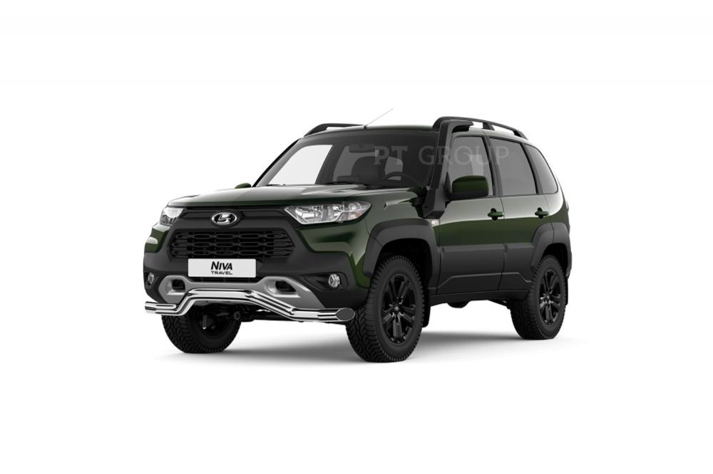 Защита переднего бампера d=63 мм "Волна" (НПС) Lada Niva Travel 2021-