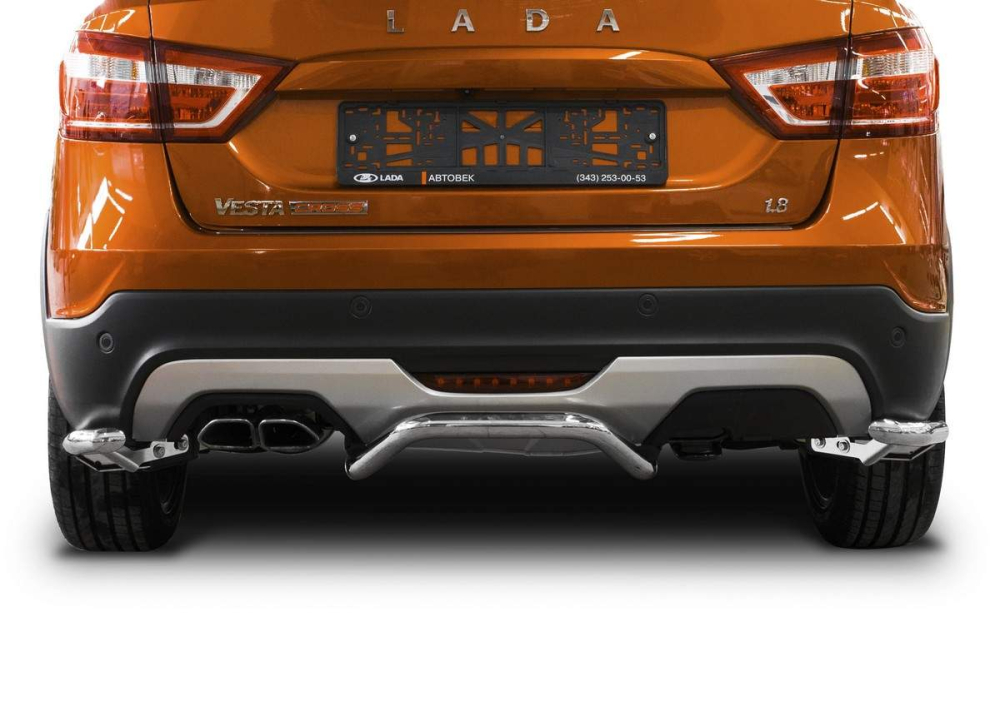 Защита заднего бампера d42 Уголки Lada Vesta SW Cross 2017- (R.6007.007) Rival