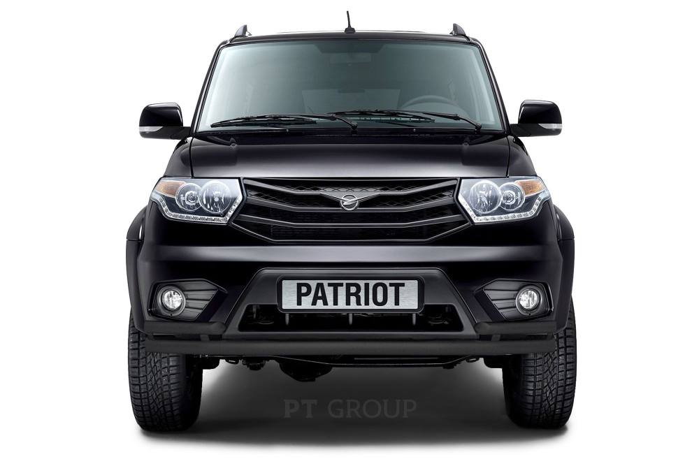 Защита переднего бампера двойная с углами d=63/51 мм ШАГРЕНЬ (ППК) UAZ Patriot 2014-
