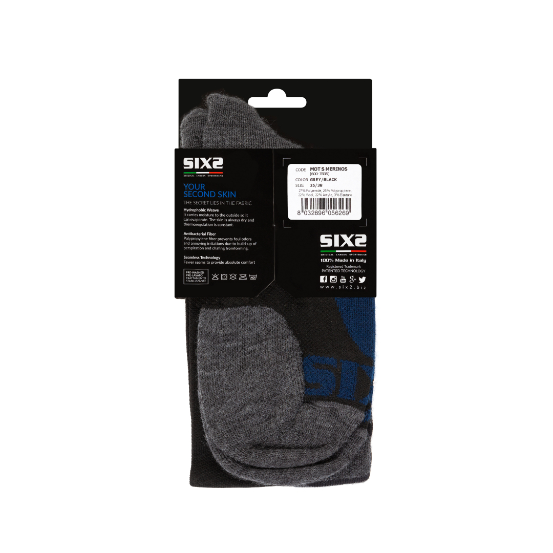Носки SIXS MOT S MERINOS Wool Grey/Black, 35/38, Артикул: MOTM-35NE-GR