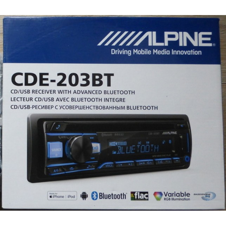 Автомобильный CD-ресивер ALPINE CDE-203BT