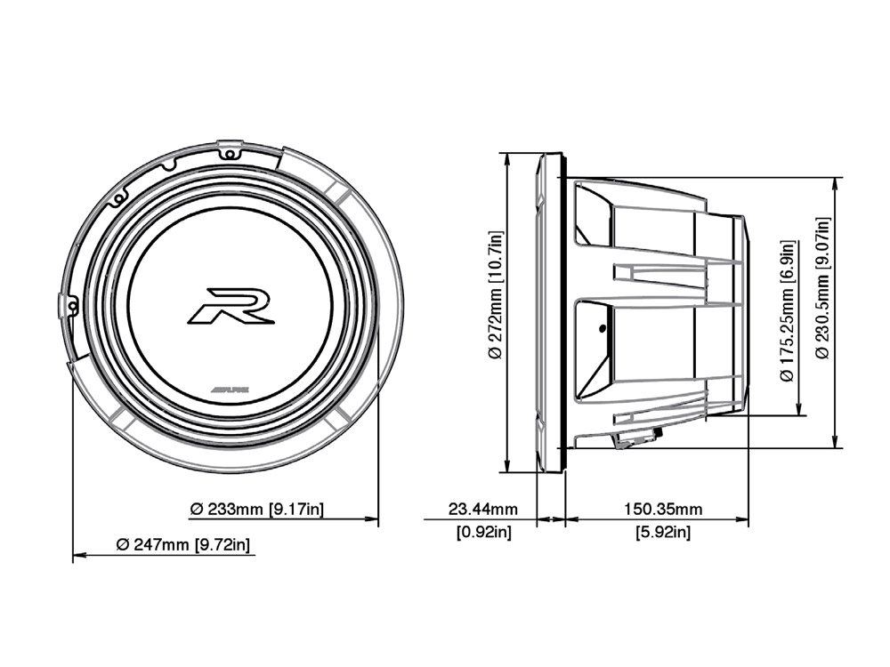 Автомобильный сабвуфер 10” (25 см) ALPINE R2-W10D2