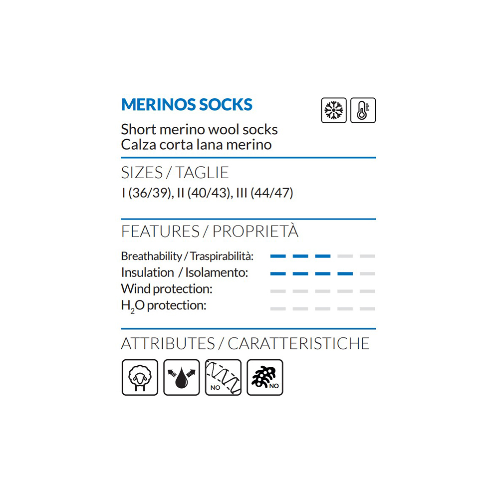 Носки SIXS Merinos Grey, I (36/39), Артикул: MESO--I-GREY