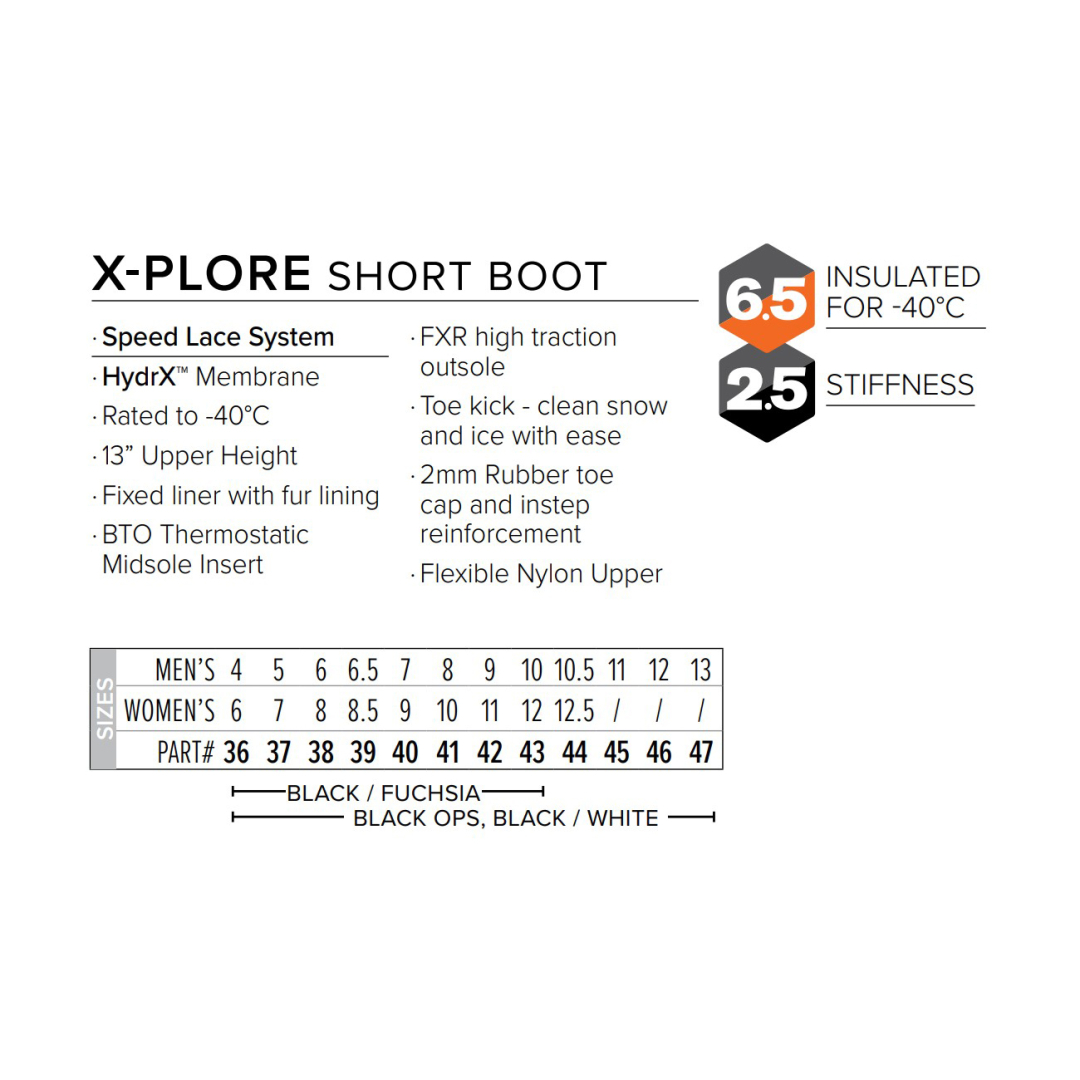Ботинки FXR X-Plore Short с утеплителем Black/White, 11/45