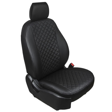 Авточехлы для Volkswagen Polo V седан (задняя спинка цельная) 2009-2020, экокожа, ромб