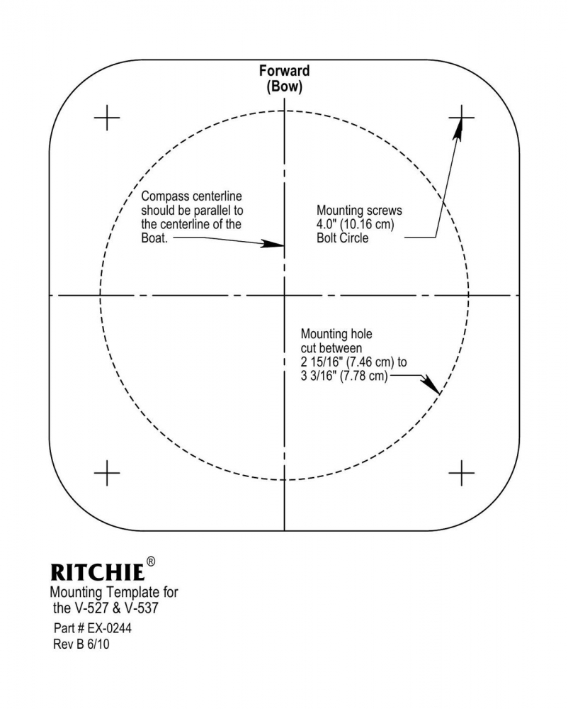 Компас Ritchie Kayak, черный корпус белый циферблат