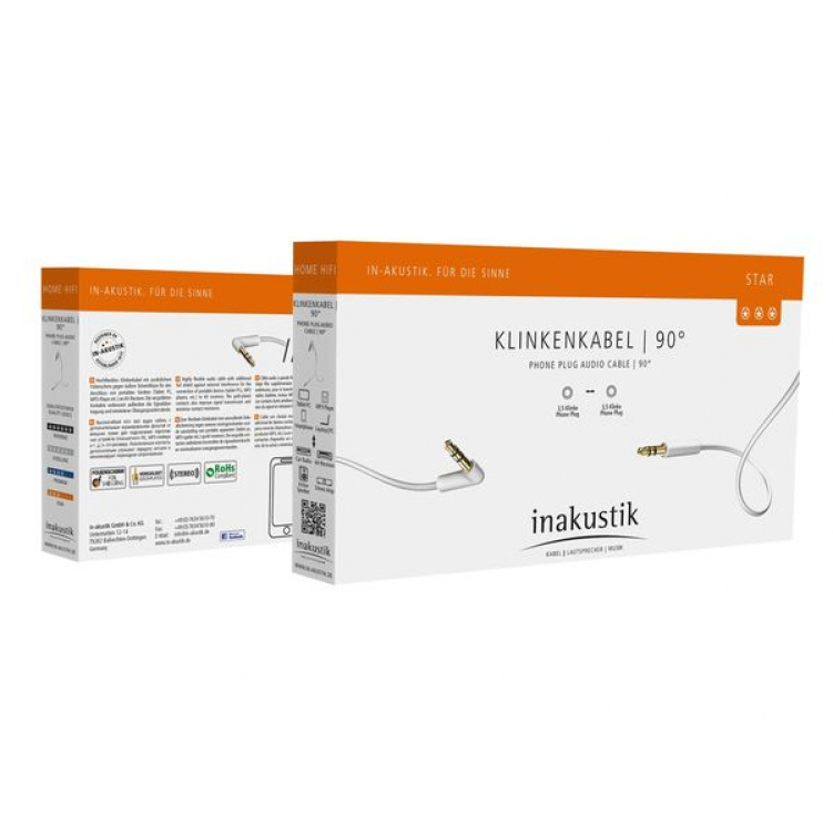 Кабель межблочный INAKUSTIK Star MP3 Audio Cable 90°, 0.75 m, 0031040075
