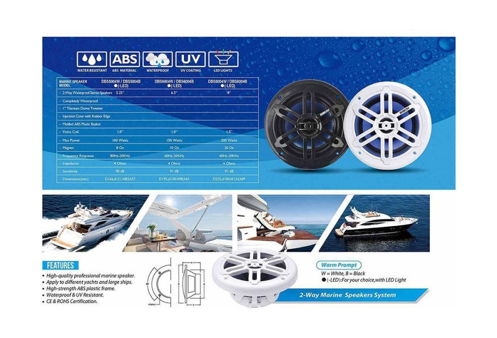 Купить морская акустика колонки led 6.5 diibeisi dbs6004b-led по цене  Низкие цены. Большой выбор. Доставка по всей России. Интернет-магазин в Москве. Только положительные отзывы!