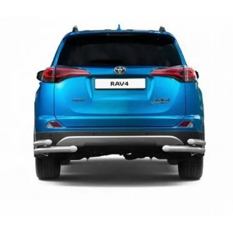 Защита заднего бампера двойная угловая d=63/51 мм (НПС) Toyota RAV4 2016-2018