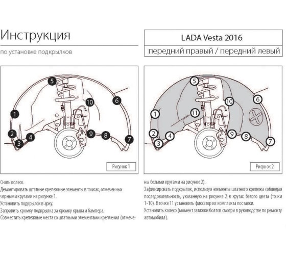 Подкрылок Lada Vesta SD, SD Cross, SW, SW Cross 2015- передний левый с заглушкой (46002003) Rival