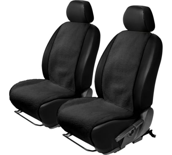 Меховая накидка на сиденье автомобиля, AutoFlex, 2 шт. цвет черный. (91208) Rival