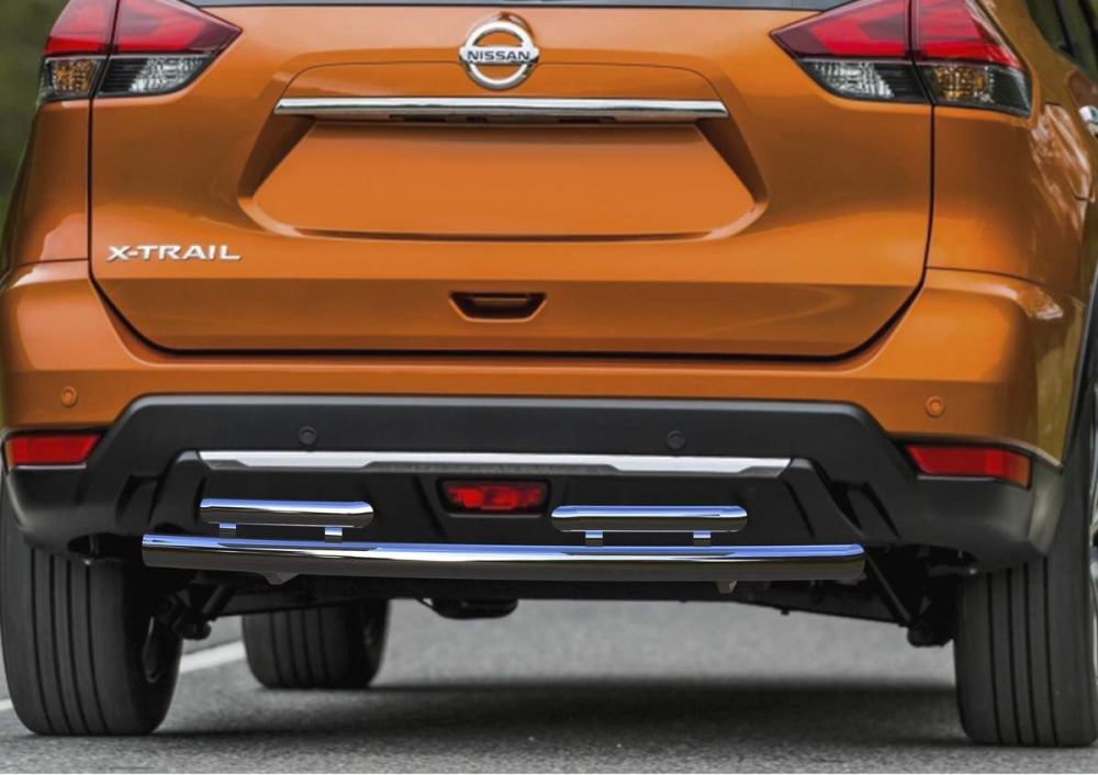 Защита заднего бампера d57+d42 Nissan X-Trail 2018- (R.4125.005) Rival