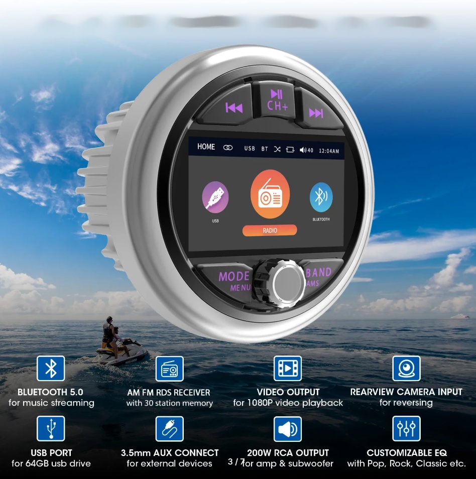 Купить морская магнитола в катер лодку круглая bluetooth ms-50rv по цене 8 000 р. Низкие цены. Большой выбор. Доставка по всей России. Интернет-магазин в Москве. Только положительные отзывы!