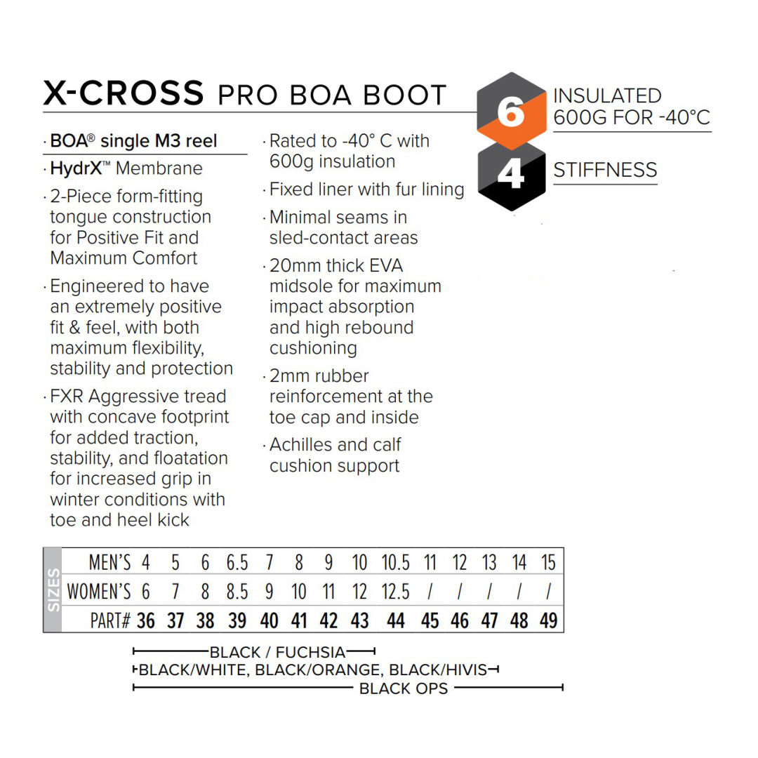 Ботинки FXR X-Cross Pro BOA с утеплителем Black Ops, 6.5/8.5/39
