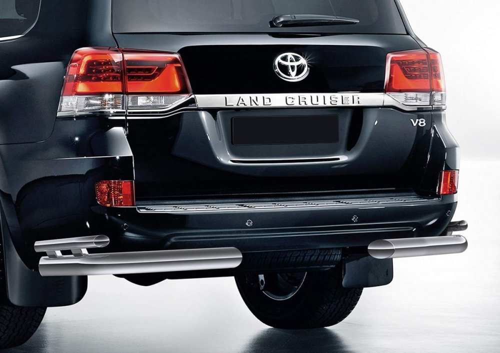 Защита заднего бампера d76+d42 уголки Toyota Land Cruiser 200 2015-, кром (R.5717.008) Rival