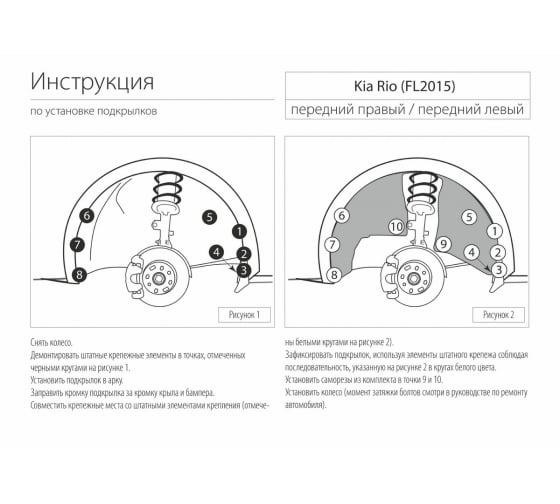 Подкрылок для Kia Rio 2015-2017 передний левый