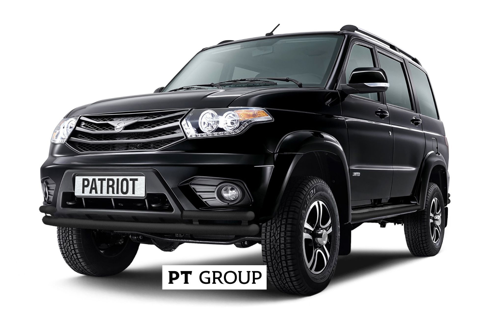 Защита переднего бампера двойная с углами d=63/51 мм ШАГРЕНЬ (ППК) UAZ Patriot 2014-
