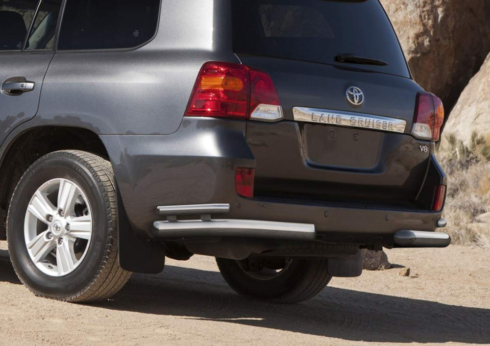 Защита заднего бампера d76+d42 уголки Toyota Land Cruiser 200 2011-2015 (R.5713.017) Rival