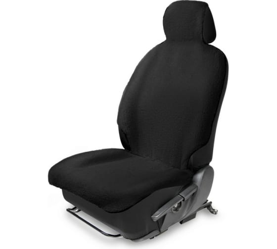 Меховая накидка на сиденье автомобиля с подголовником, AutoFlex, 1 шт. цвет черный. (91216) Rival