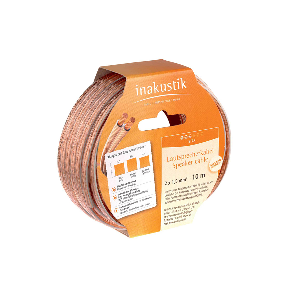 Кабель акустический INAKUSTIK Star LS-Reels, 2 x 1.5 mm2, 10 m, 003021010