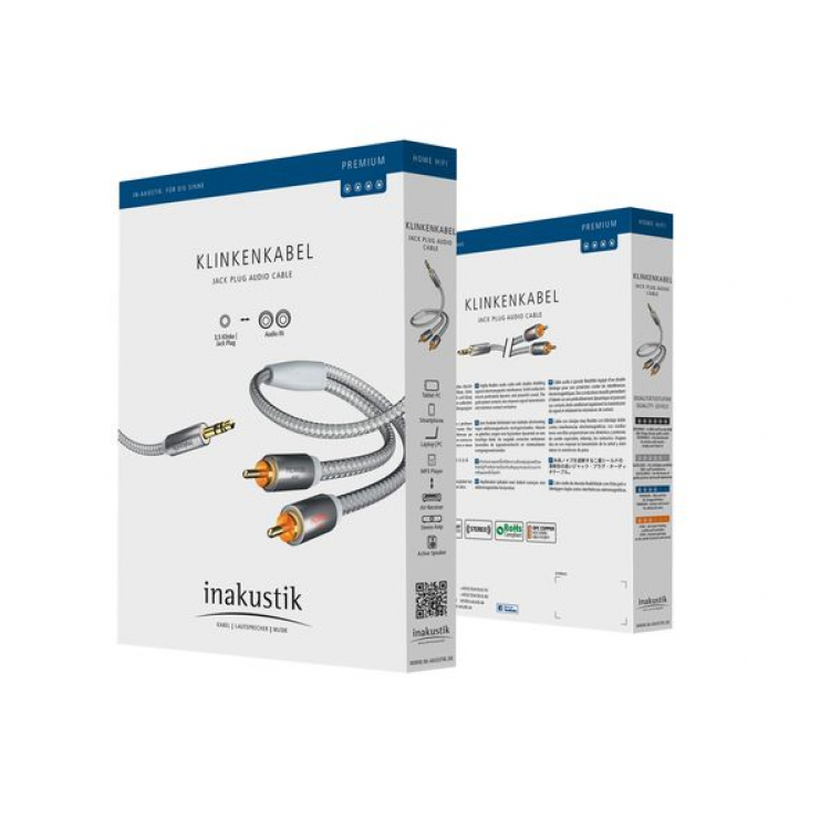 Кабель межблочный INAKUSTIK Premium MP3, 3.5 mm <> 2RCA, 1.5 m, 004100015