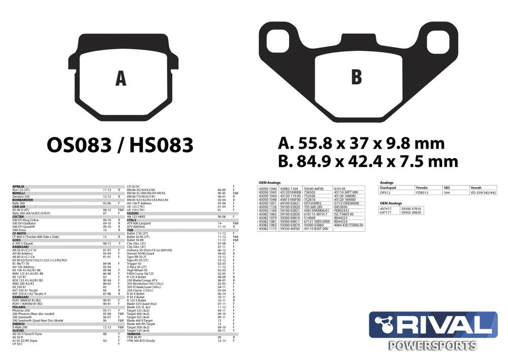 Купить тормозные колодки brp can-am цф kawasaki polaris sтels yamaha hs083 по цене 476 р.. Низкие цены. Большой выбор. Доставка по всей России.  Интернет-магазин в Москве. Только положительные отзывы!