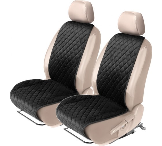 Накидка из алькантары на переднее сиденье автомобиля, AutoFlex, комплект 2 шт. Цвет черный. (91042) Rival