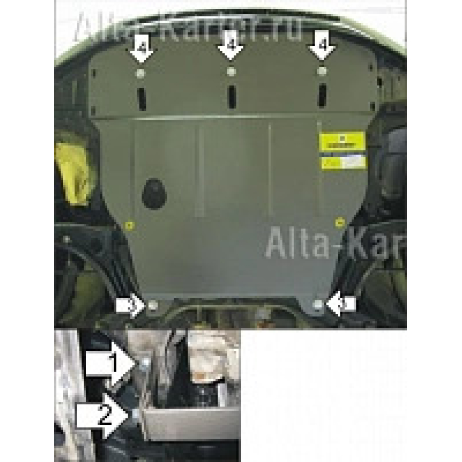 Защита картера двигателя КПП Mitsubishi Colt 2004-2008