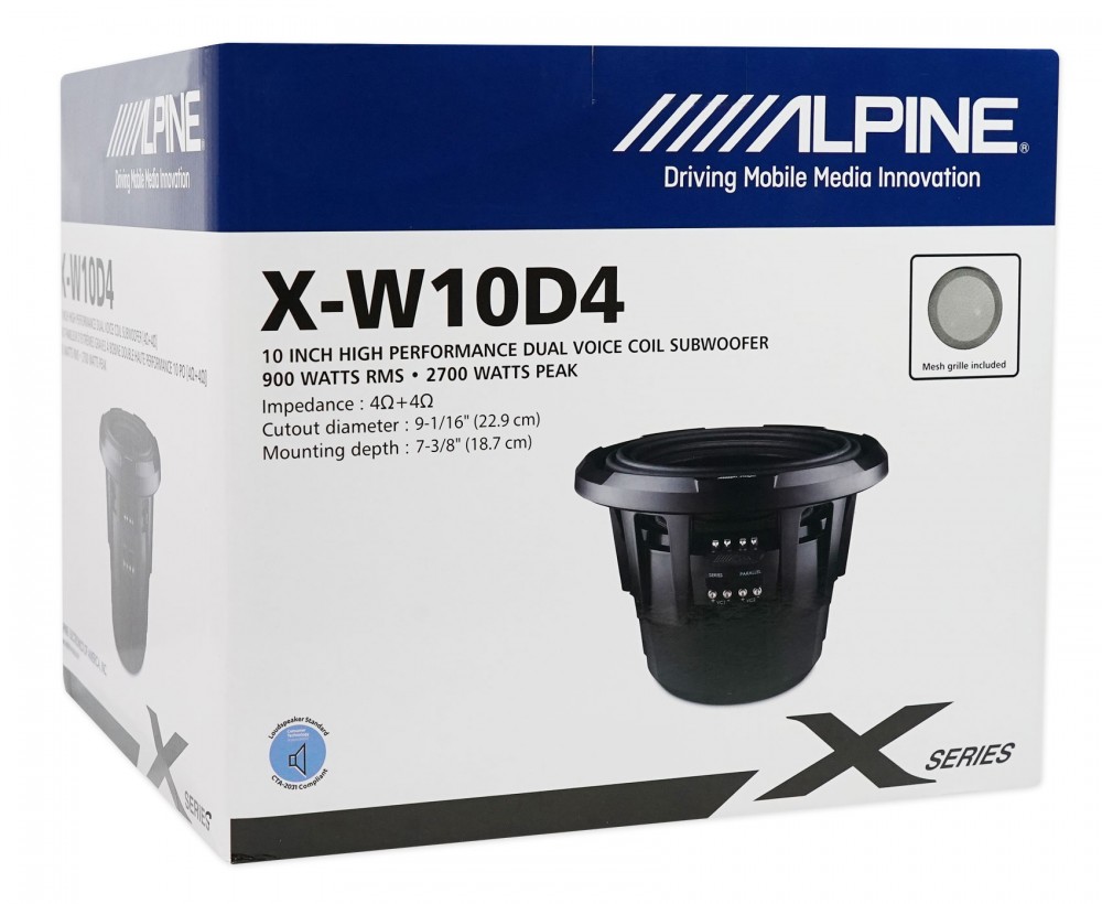 Автомобильный сабвуфер 10” (25 см) ALPINE X-W10D4