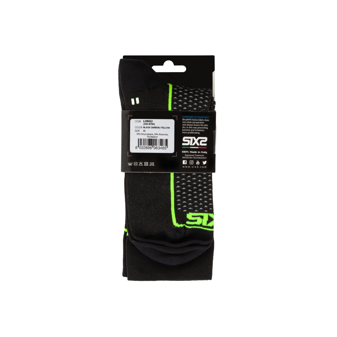 Носки SIXS LONG2 Black Carbon/Yelow, I, Артикул: LON2--I-NEGI