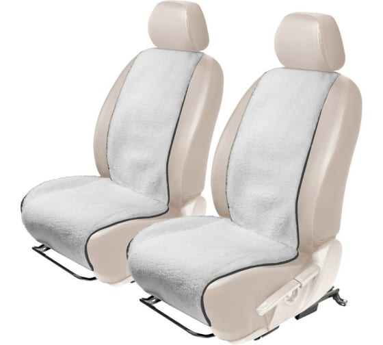 Меховая накидка на сиденье автомобиля, AutoFlex, 2 шт. цвет белый. (91202) Rival