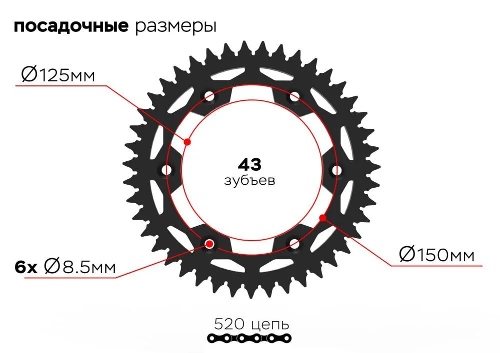 Купить звезда ведомая 6х150х125-43 по цене 917 р.. Низкие цены. Большой выбор. Доставка по всей России. Интернет-магазин в Москве. Только положительные отзывы!