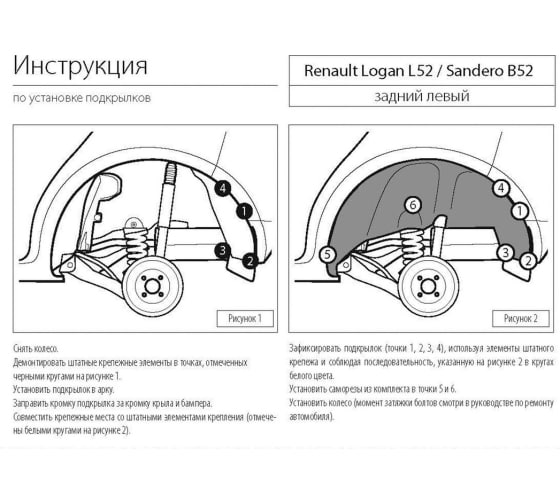 Подкрылок Renault Logan 2014-2022, Renault Logan Stepway 2018-2022 задний левый