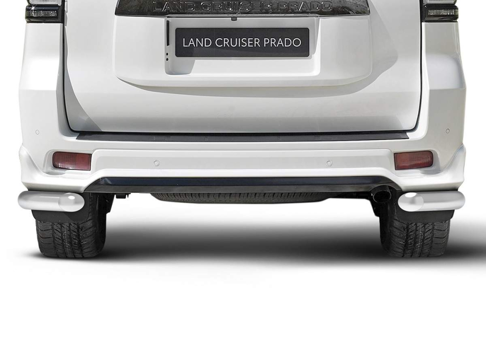 Защита заднего бампера d76 уголки Toyota LC150 Prado Black Onyx 2020- (R.5726.002) Rival