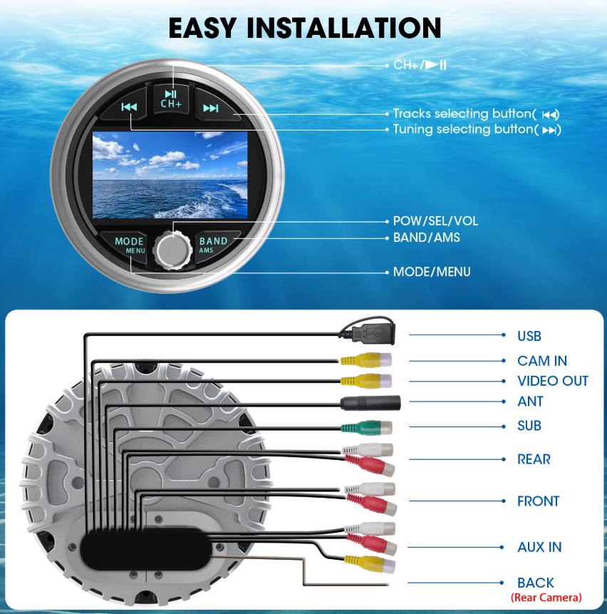 Купить морская магнитола в катер лодку круглая bluetooth ms-50rv по цене 8 000 р. Низкие цены. Большой выбор. Доставка по всей России. Интернет-магазин в Москве. Только положительные отзывы!