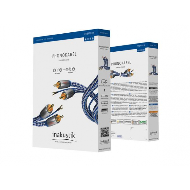 Кабель межблочный INAKUSTIK Premium Phono Cable, RCA-RCA, 0.75 m, 00405107
