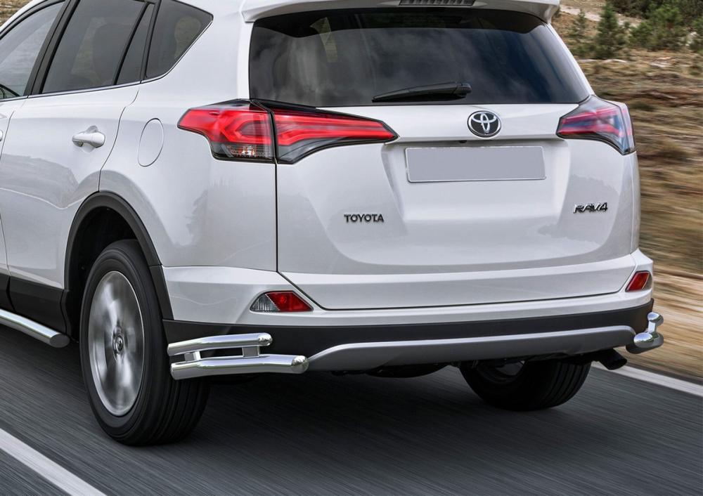 Защита заднего бампера d57+d42 уголки Toyota Rav 4 2015- (R.5718.005) Rival