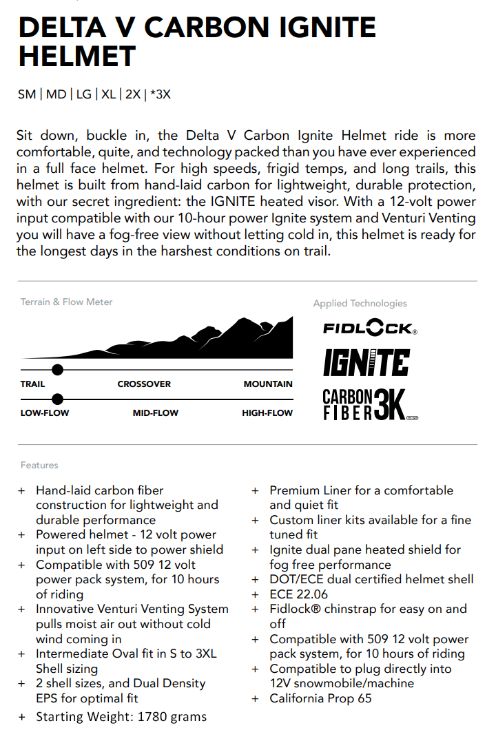 Шлем 509 Delta V Carbon с подогревом Black Ops, XL