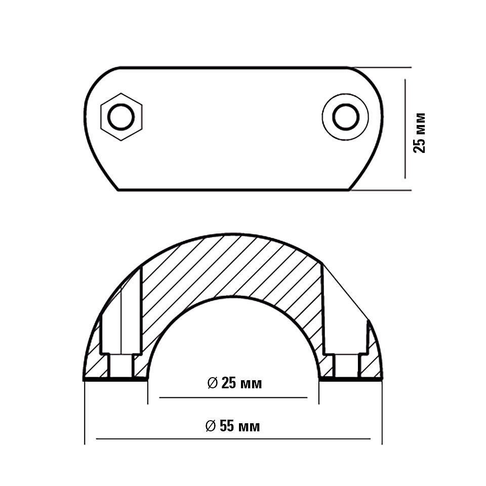 Купить анод для гребного вала, цинк, 25 мм (крепеж в комплекте) по цене  Низкие цены. Большой выбор. Доставка по всей России. Интернет-магазин в Москве. Только положительные отзывы!