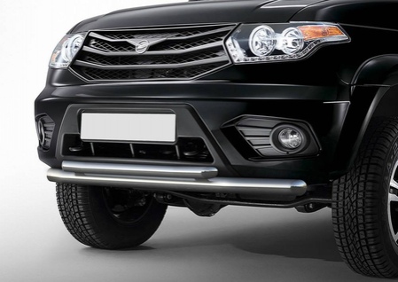 Защита переднего бампера d76+d57 UAZ Patriot 2014-2016- (R.6302.002) Rival