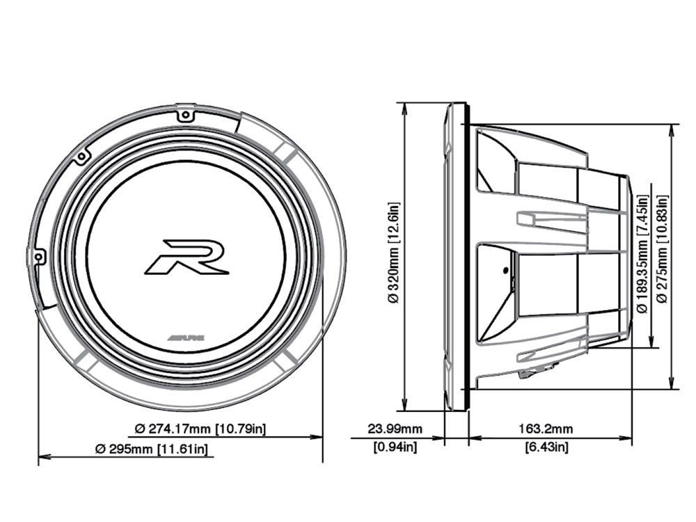 Автомобильный сабвуфер 12” (30 см) ALPINE R2-W12D2