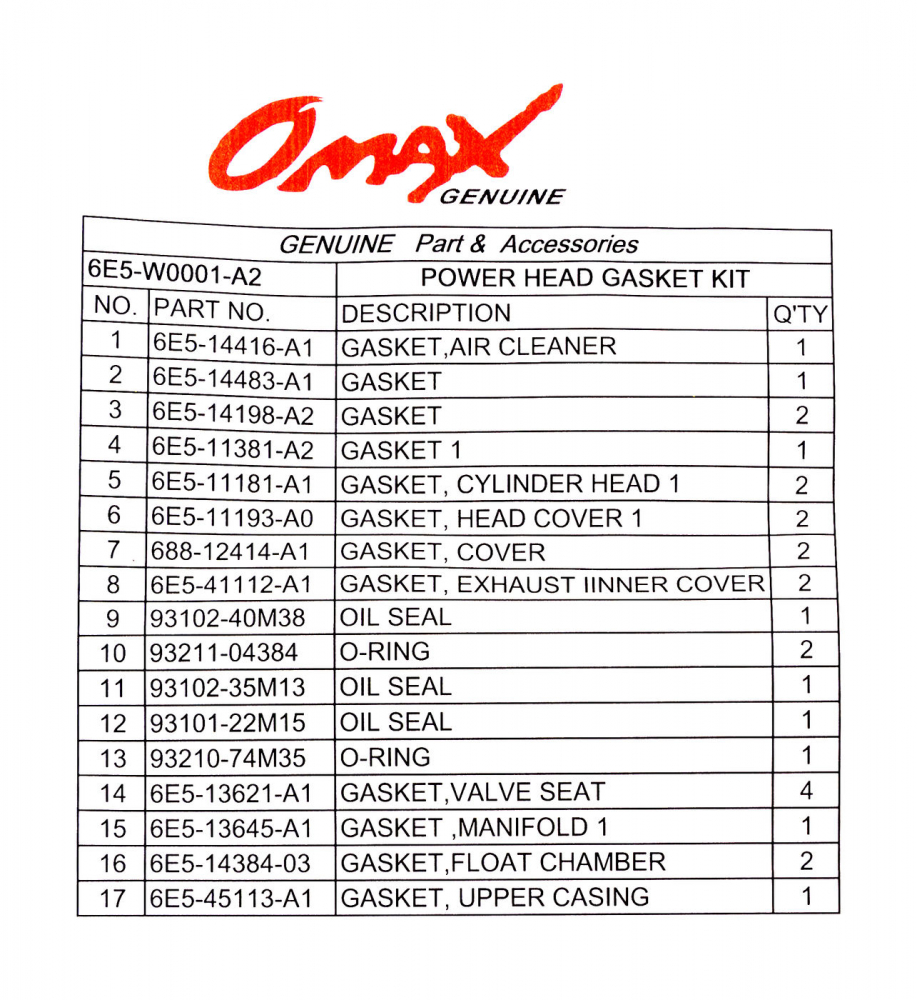 Купить ремкомплект прокладок блока yamaha 115a, omax по цене 6 646 р. Низкие цены. Большой выбор. Доставка по всей России. Интернет-магазин в Москве. Только положительные отзывы!
